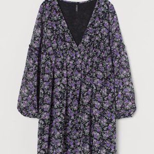 Purple and Black Floral Dress